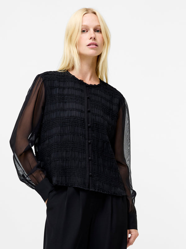 fcuk Canary Pleated Long Sleeve Shirt Black