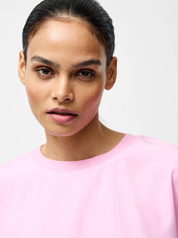 Fcuk Capriana Crepe Crew Neck Top Bubblegum Pink