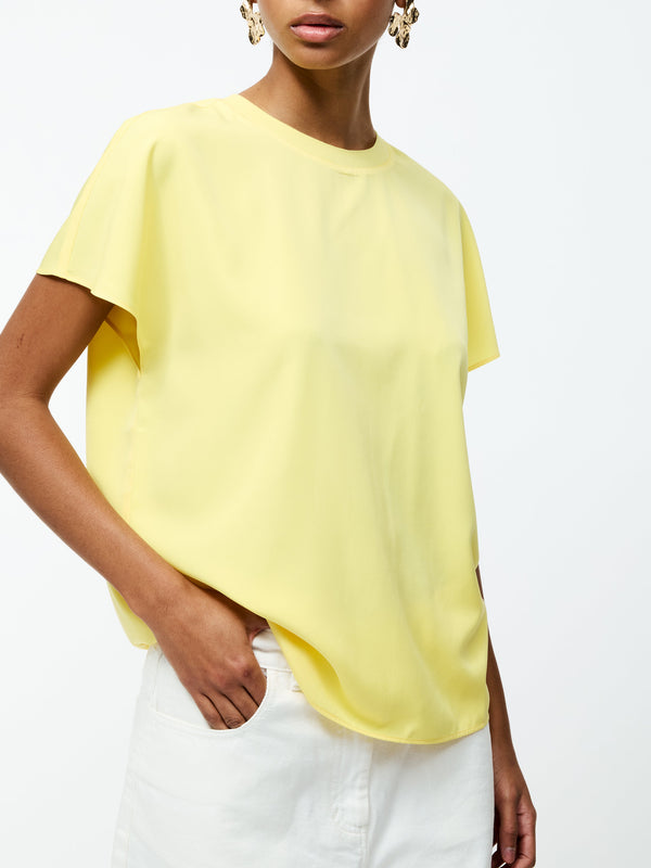 Fcuk Capriana Crepe Crew Neck Top Butter Yellow