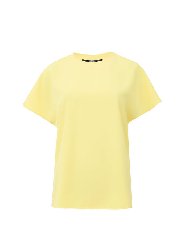 Fcuk Capriana Crepe Crew Neck Top Butter Yellow