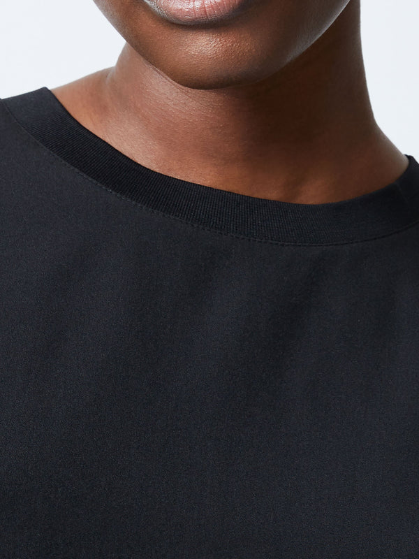 Fcuk Caprina Recycled Crepe Crew Neck Top Black