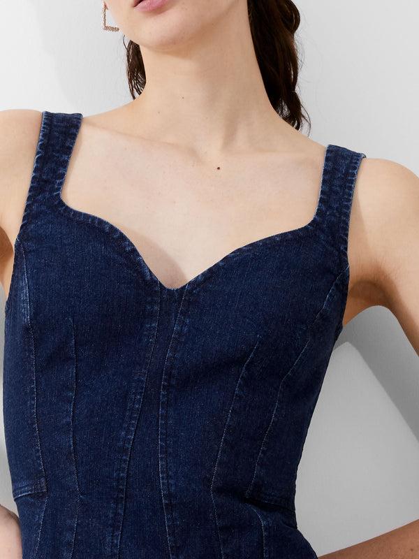 Fcuk Cara Denim Mini Dress Mid Wash