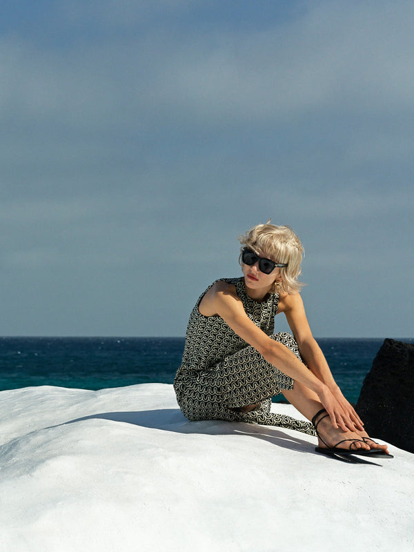 Fcuk Carly Jersey Tunic Maxi Dress Black/Cream