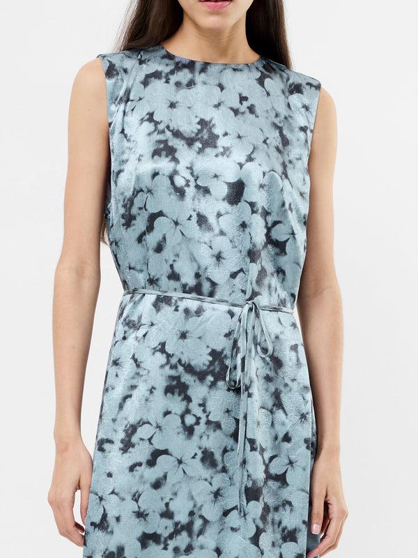Fcuk Cassie Emile Crinkle Midi Dress Blue Multi