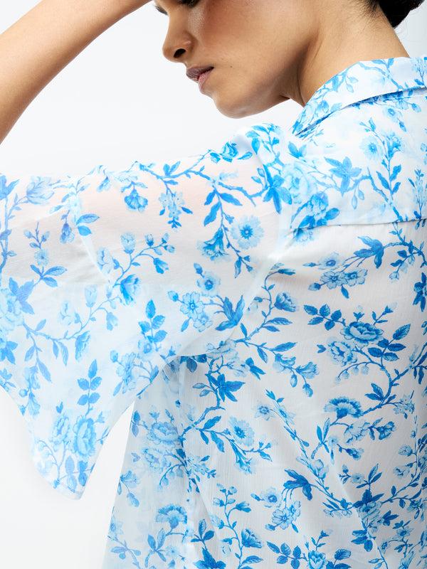 Fcuk Catrina Pintuck Shirt Blue Sea Star