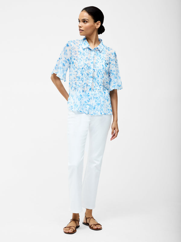 Fcuk Catrina Pintuck Shirt Blue Sea Star