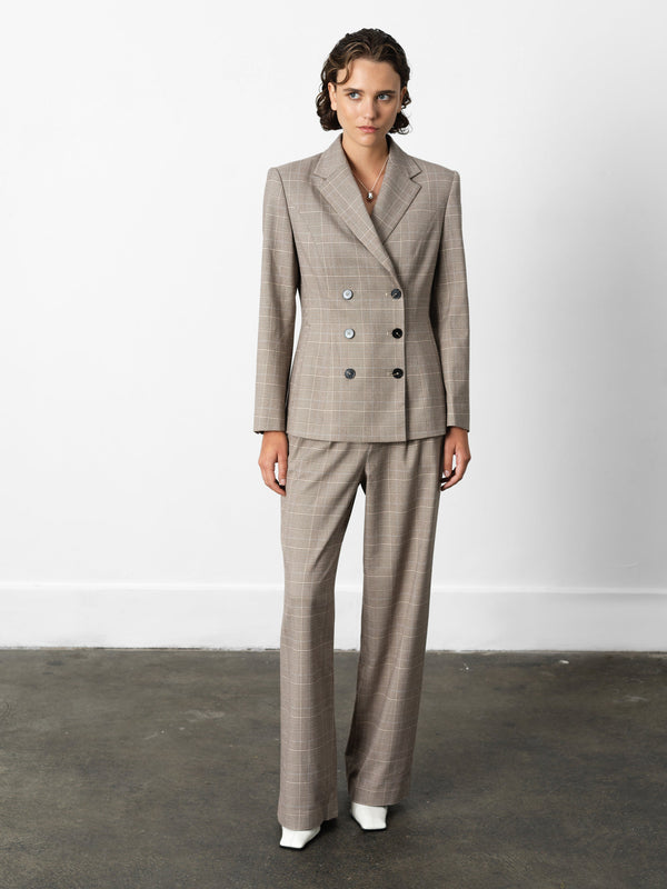 fcuk Chester Check Cinched Blazer Brown Multi