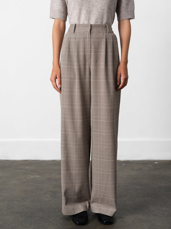 Fcuk Chester Check Wide Leg Trousers Brown Multi