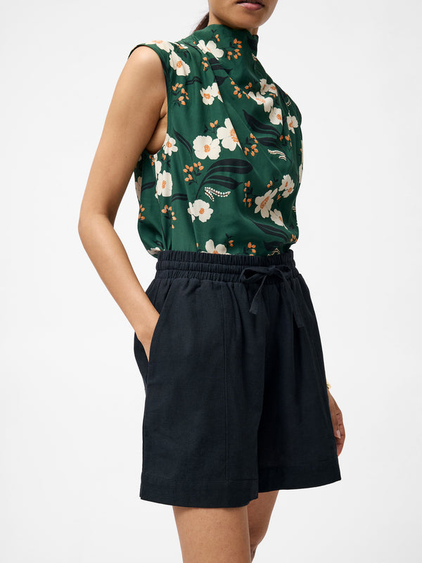 fcuk Clare Linen Blend Tie Shorts Black