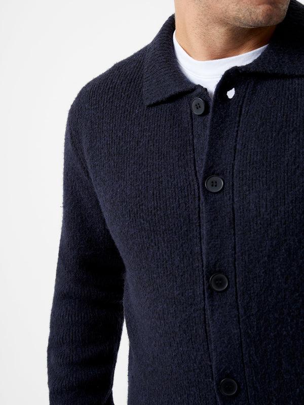 Fcuk Collared Button-Down Knit Cardigan Marine