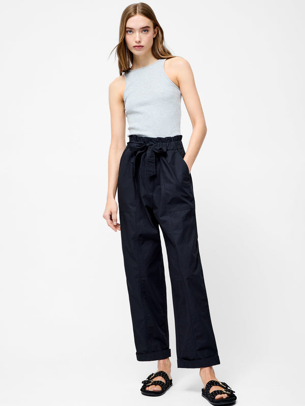 fcuk Cotton Paper Bag Trousers Black