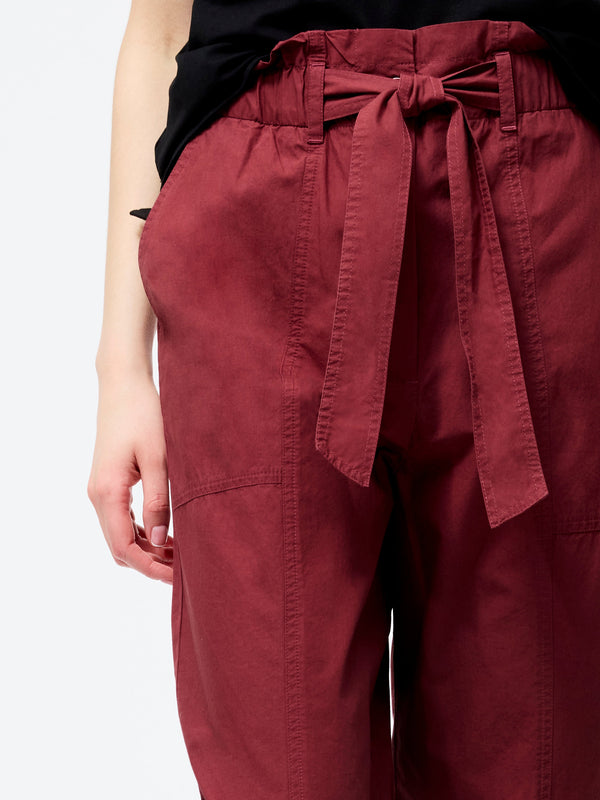 Fcuk Cotton Paper Bag Trousers Summer Burgundy