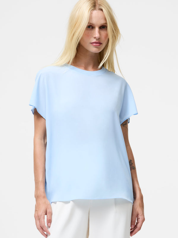fcuk Crepe Light Crew Neck Top Arctic Blue