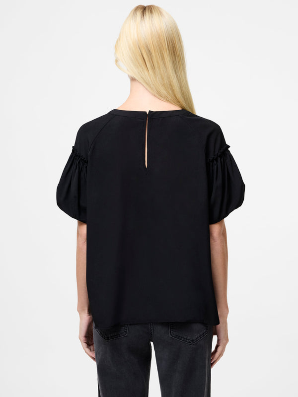 Fcuk Crepe Light Puff Sleeve Top Black