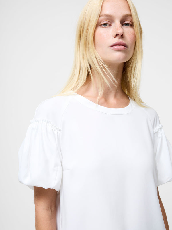 Fcuk Crepe Light Puff Sleeve Top Summer White