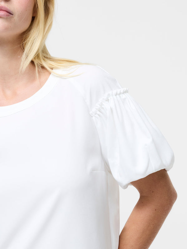 Fcuk Crepe Light Puff Sleeve Top Summer White