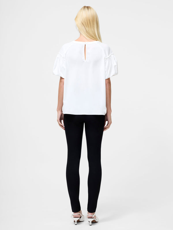 Fcuk Crepe Light Puff Sleeve Top Summer White