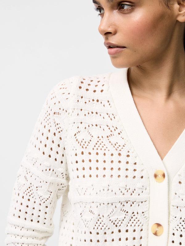 Fcuk Crochet Bobble Knit Cardigan Summer White