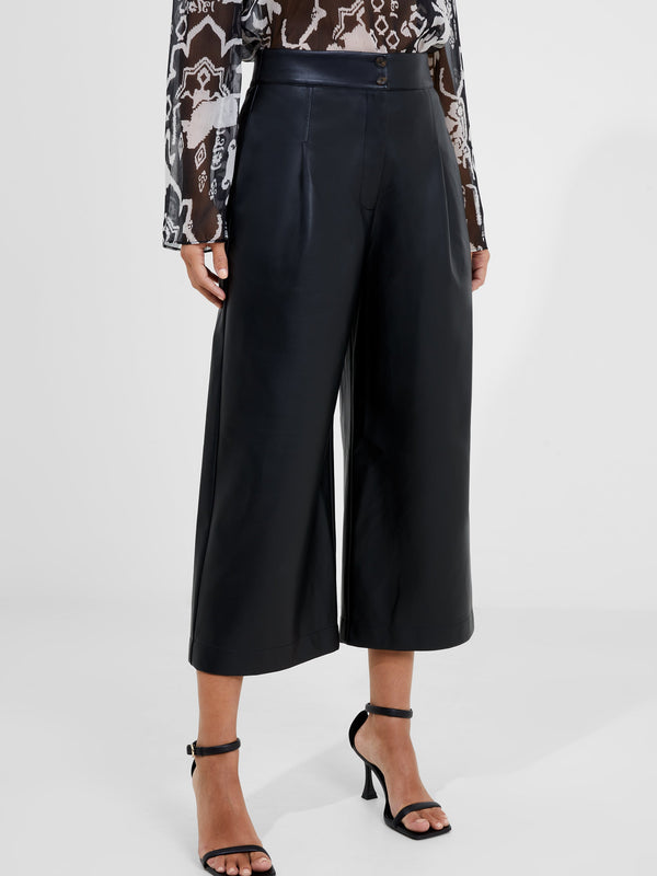 Fcuk Crolenda PU Cropped Trousers Blackout