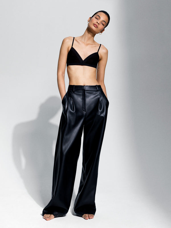 fcuk Crolenda PU Wide Leg Trousers Blackout