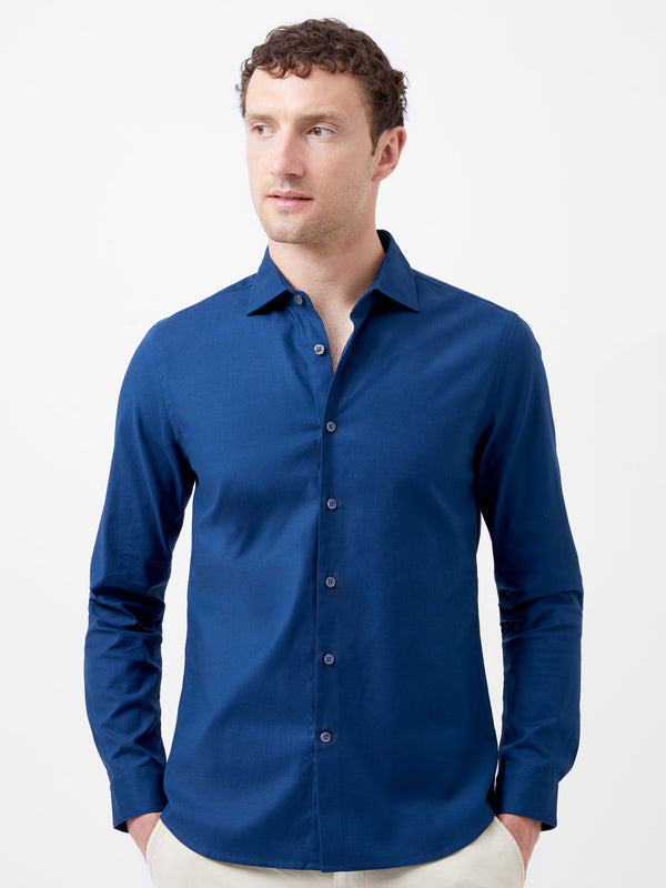 fcuk Cutaway Collar Stretch Shirt Blue