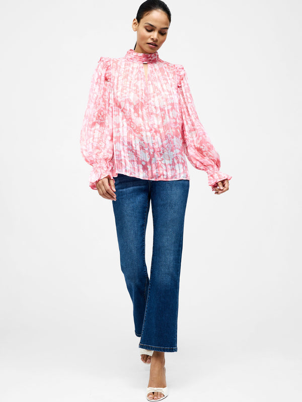 fcuk Cynthia Frill Long Sleeve Top Pink Blossom