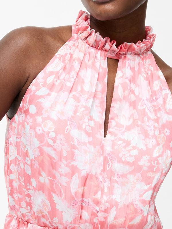 Fcuk Cynthia Halterneck Midi Dress Pink Blossom