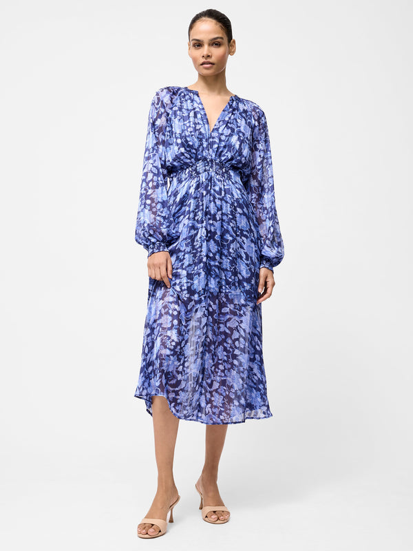 fcuk Cynthia Shirred Midi Dress Midnight Blue