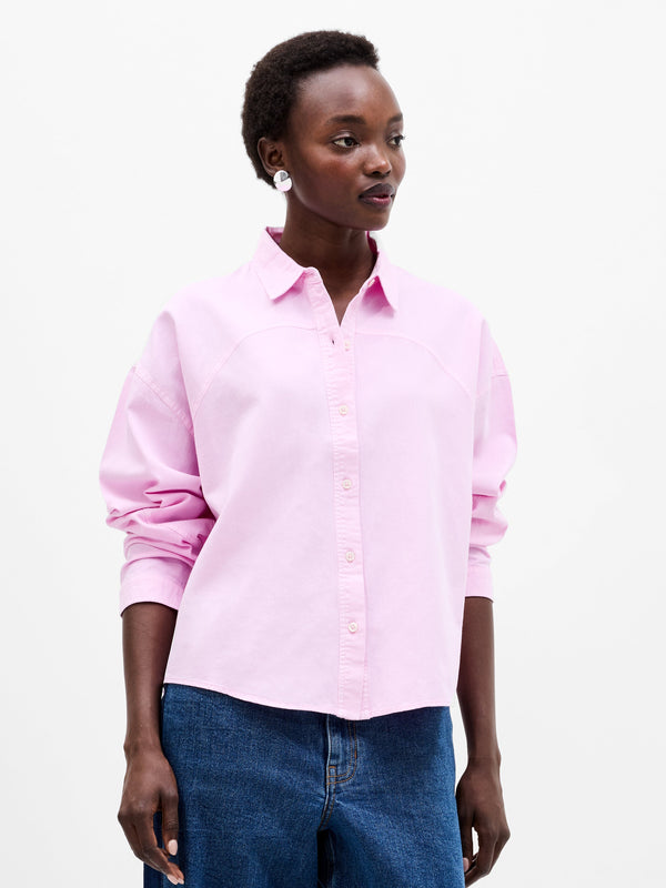 Fcuk Dana Denim Seamed Shirt Violet Pink
