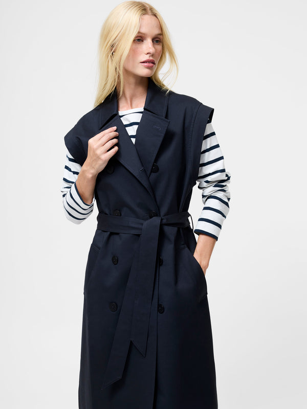 Fcuk Danby Sleeveless Trench Coat Navy