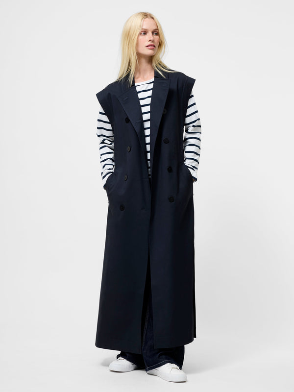 Fcuk Danby Sleeveless Trench Coat Navy