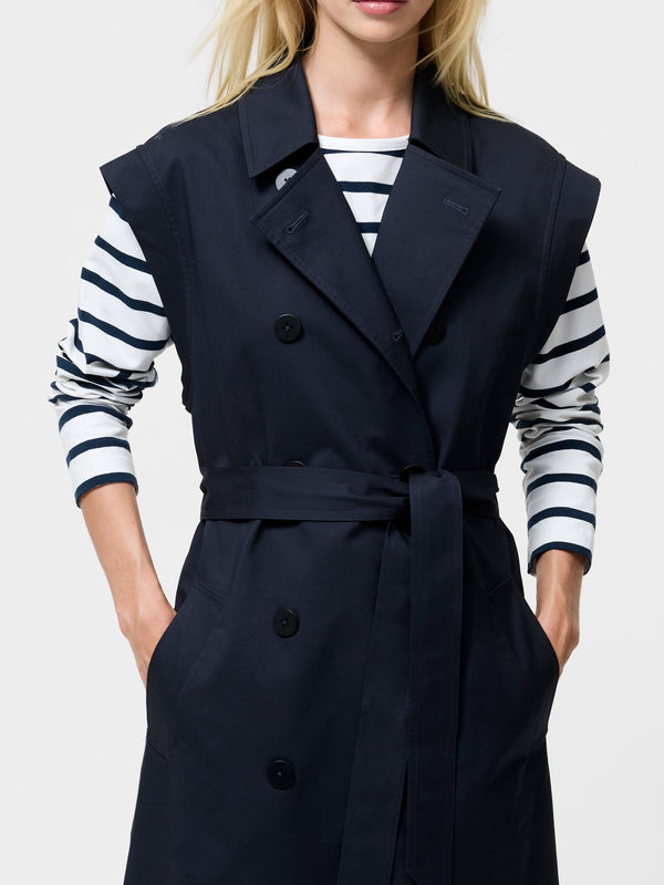 Fcuk Danby Sleeveless Trench Coat Navy
