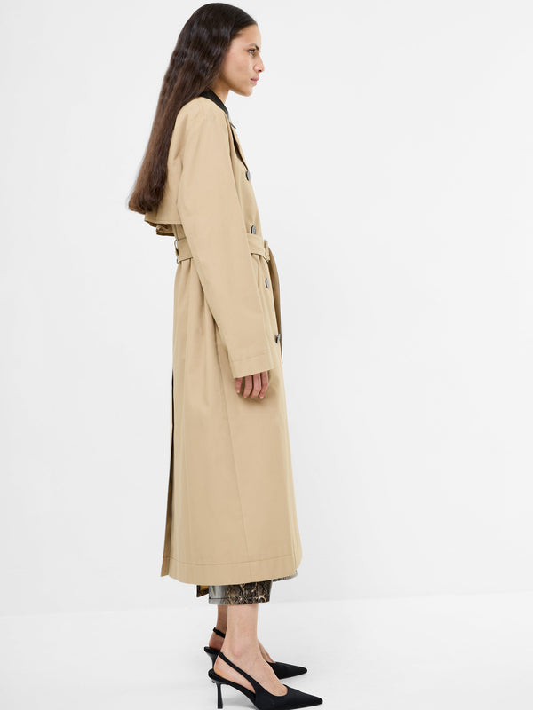 Fcuk Dasha Cotton Twill Trench Coat Camel