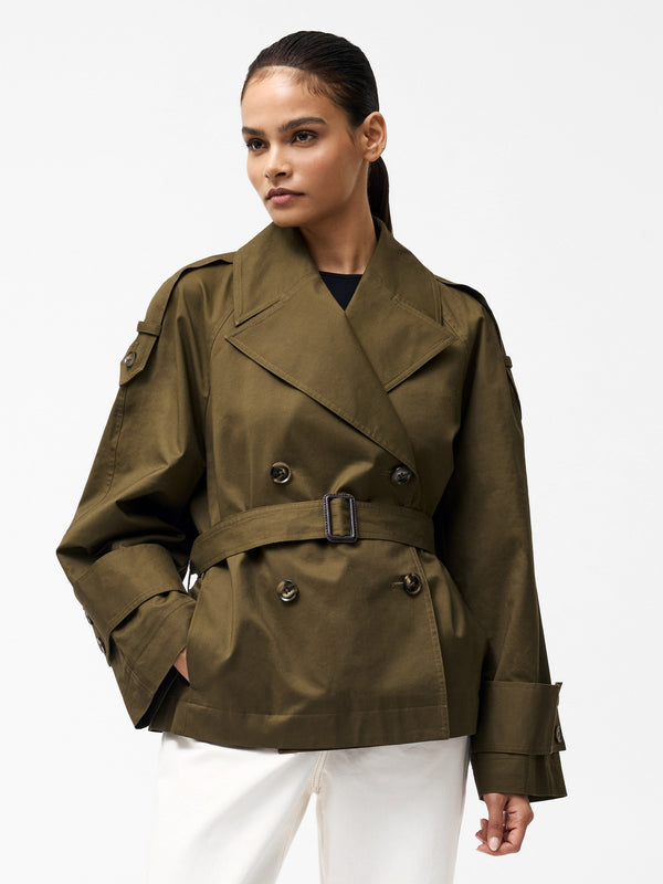 Fcuk Denby Belted Trench Coat Khaki