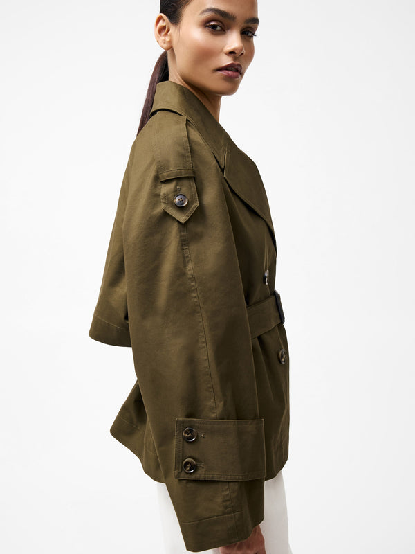 Fcuk Denby Belted Trench Coat Khaki