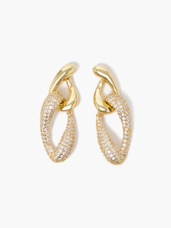 fcuk Diamante Twist Link Chain Earrings Gold