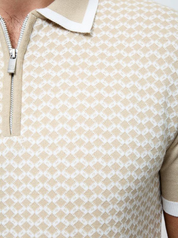 Fcuk Diamond Trophy Knit Shirt Ecru/Sand