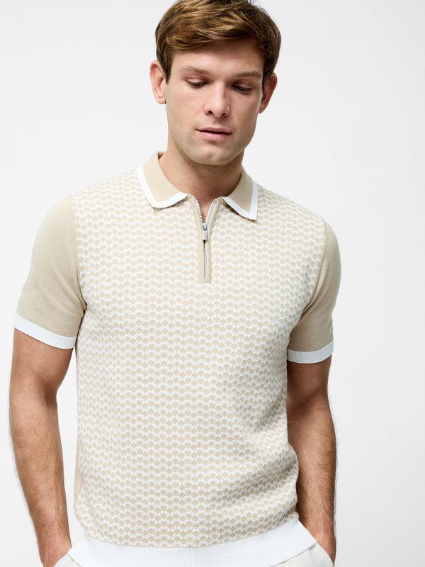 fcuk Diamond Trophy Knit Shirt Ecru/Sand