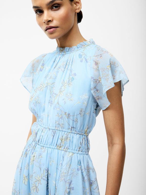 Fcuk Diana Gathered Flowing Dress Cashmere Blue