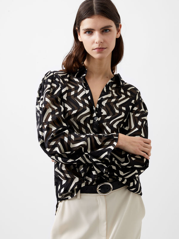 fcuk Diandra Satin Devore Top Black/Cream