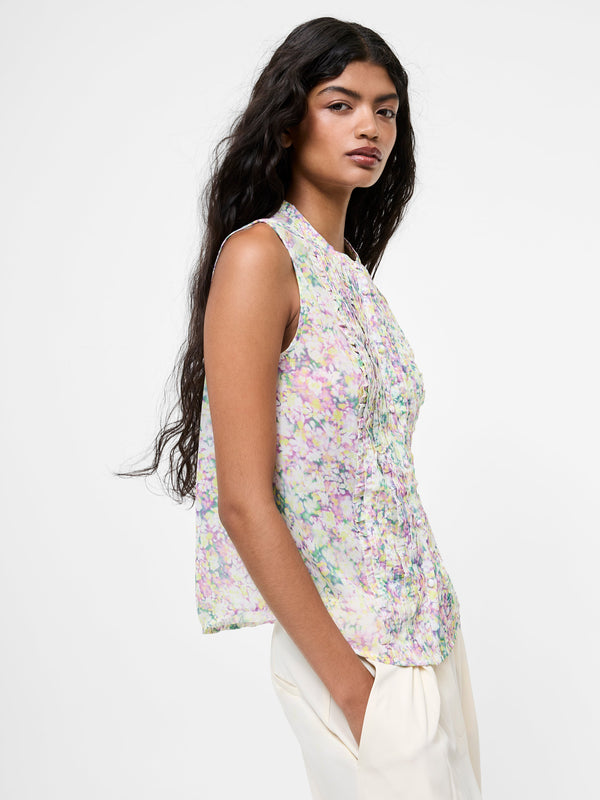 Fcuk Donna Ruffle Sleeveless Top Strawberry Shake