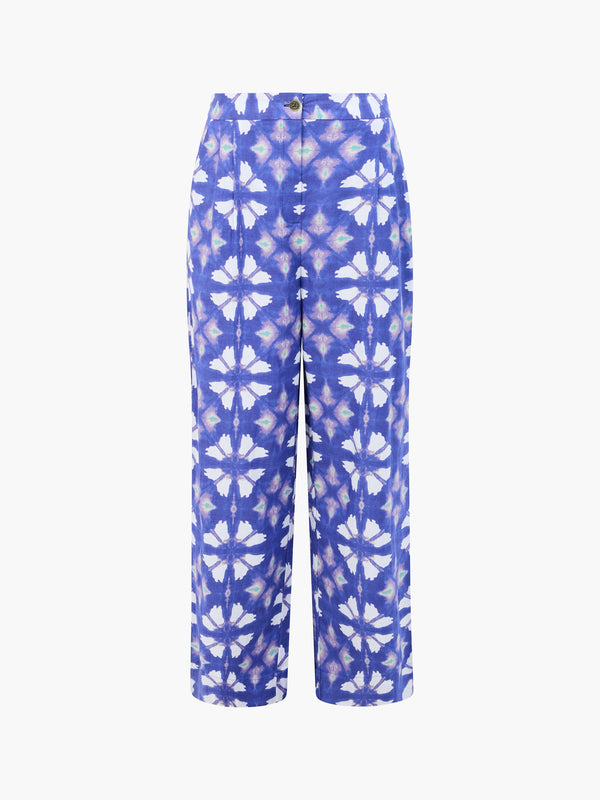 Fcuk Dory Linen Blend Wide Leg Trousers Royal Blue