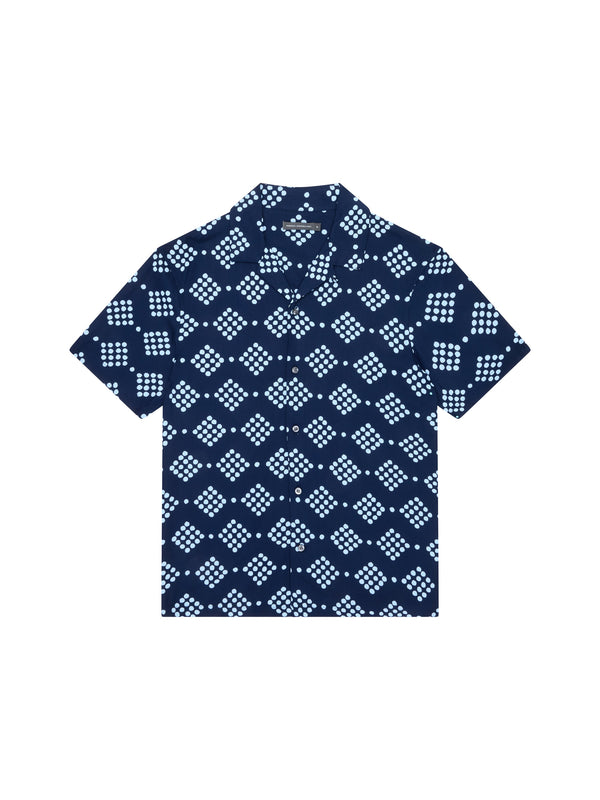 fcuk Dot Viscose Revere Short Sleeve Shirt Marine