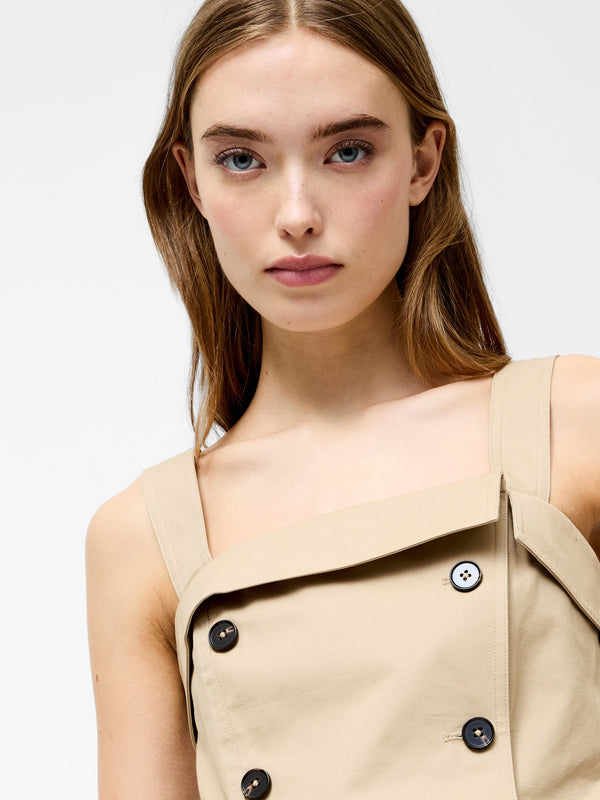 Fcuk Double Breasted Trench Top Khaki