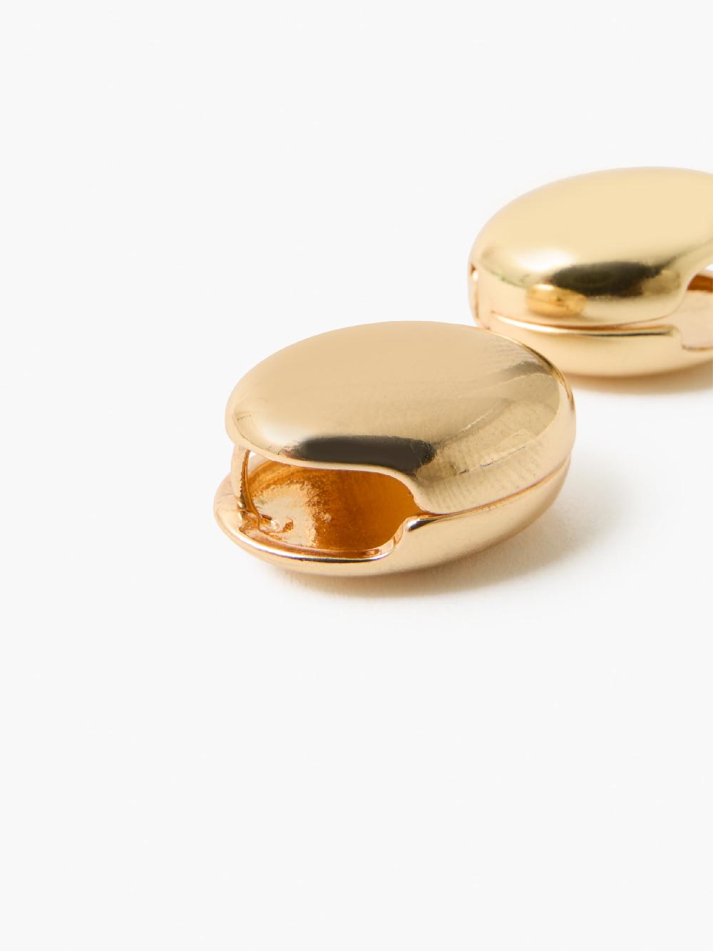 Fcuk Double Sided Curved Dome Hoop Earrings Gold