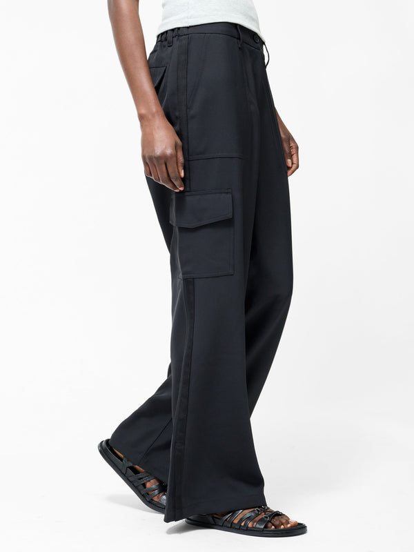 Fcuk Drapey Wide Leg Combat Trousers Black