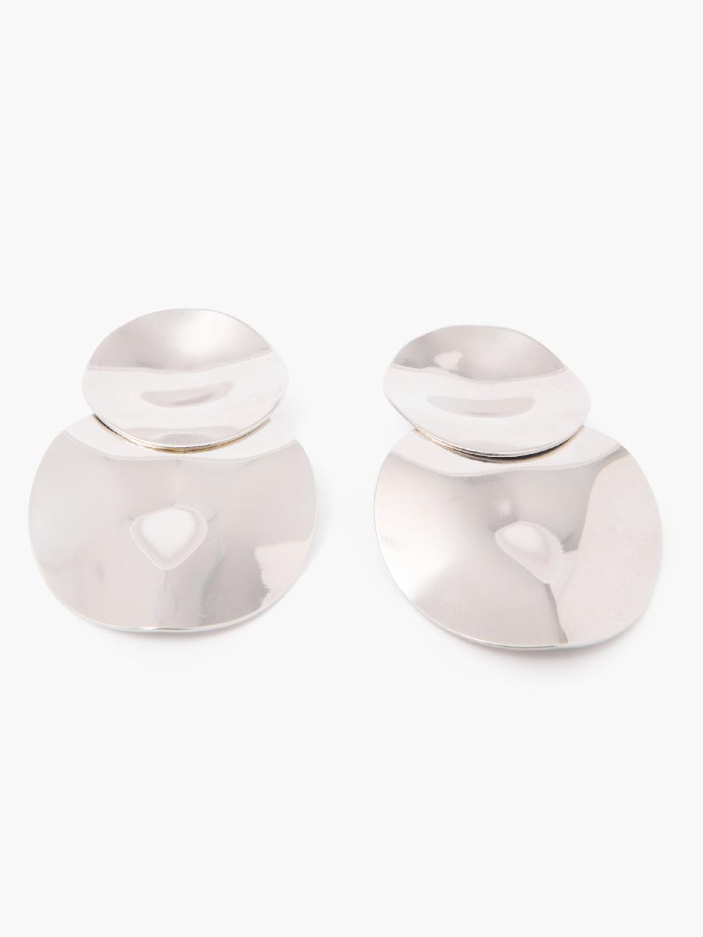 Fcuk Duo Disc Drop Earrings Rhodium
