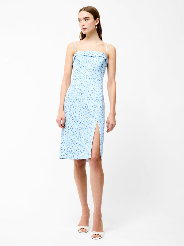 fcuk Echo Crepe Strappy Midi Dress Icy Blue Multi