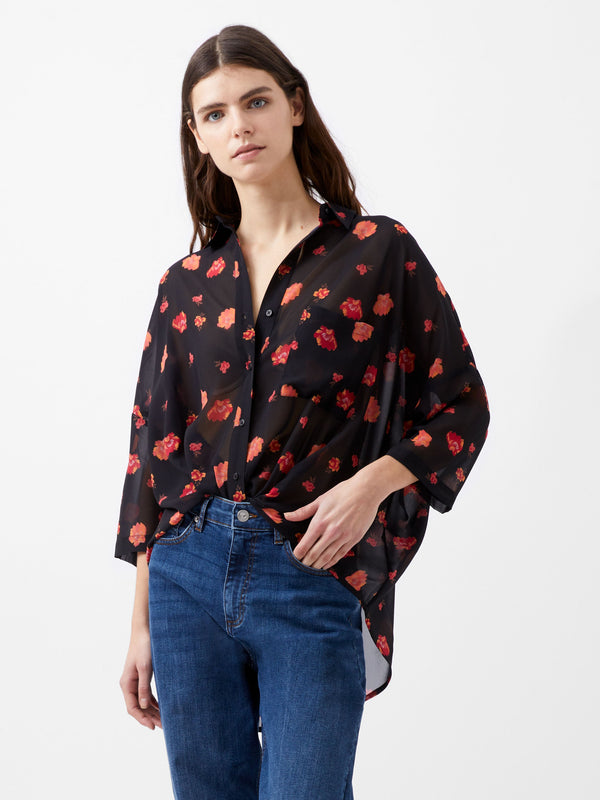 fcuk Ella Rose Twist Front Shirt Marine Multi