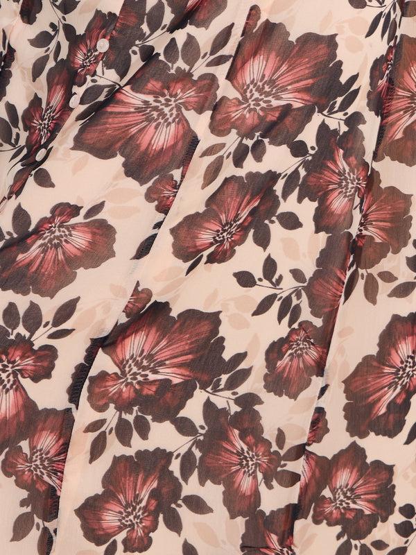 Fcuk Elyse Flutter Sleeve Tea Dress Cream Multi